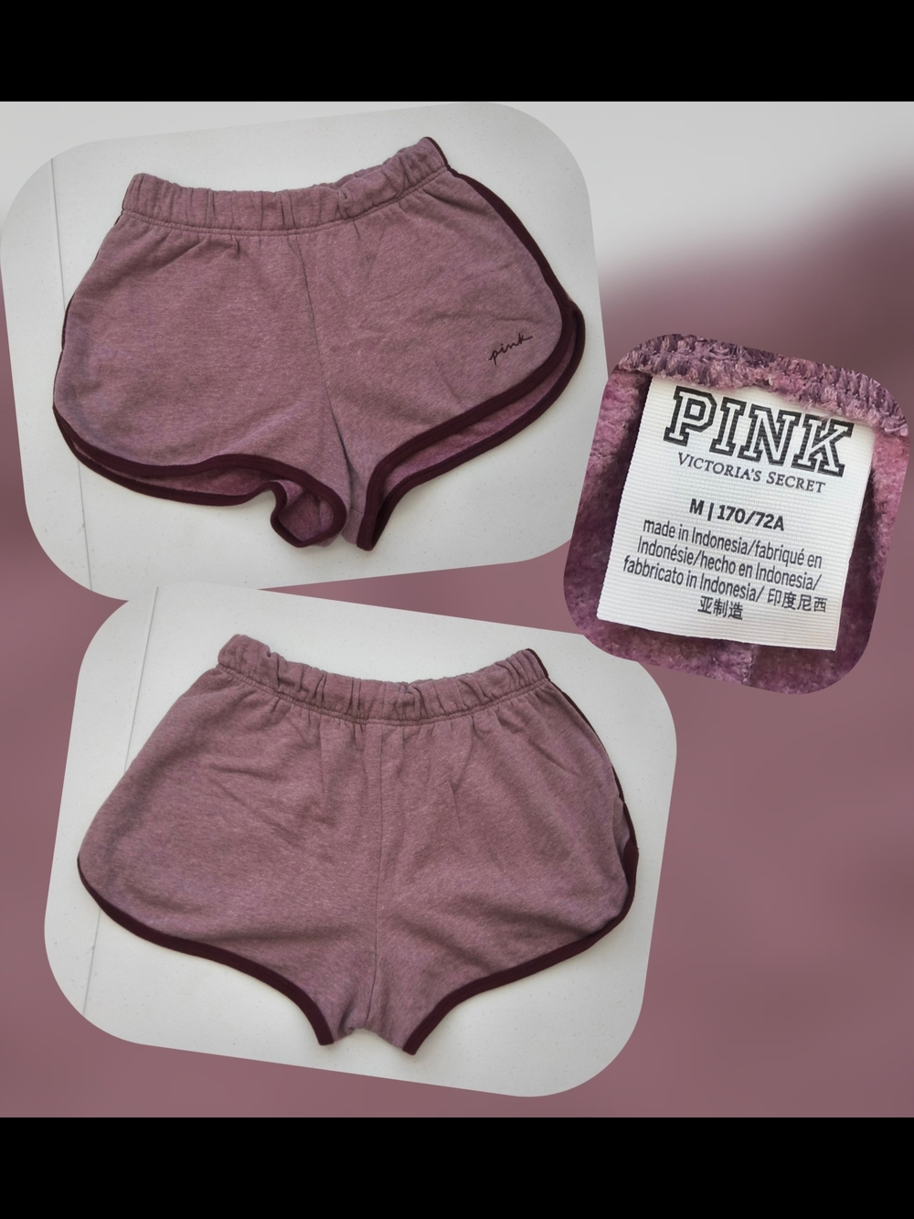 PINK Victoria's Secret Mauve Retro Ringer Lounge Shorts Size Med